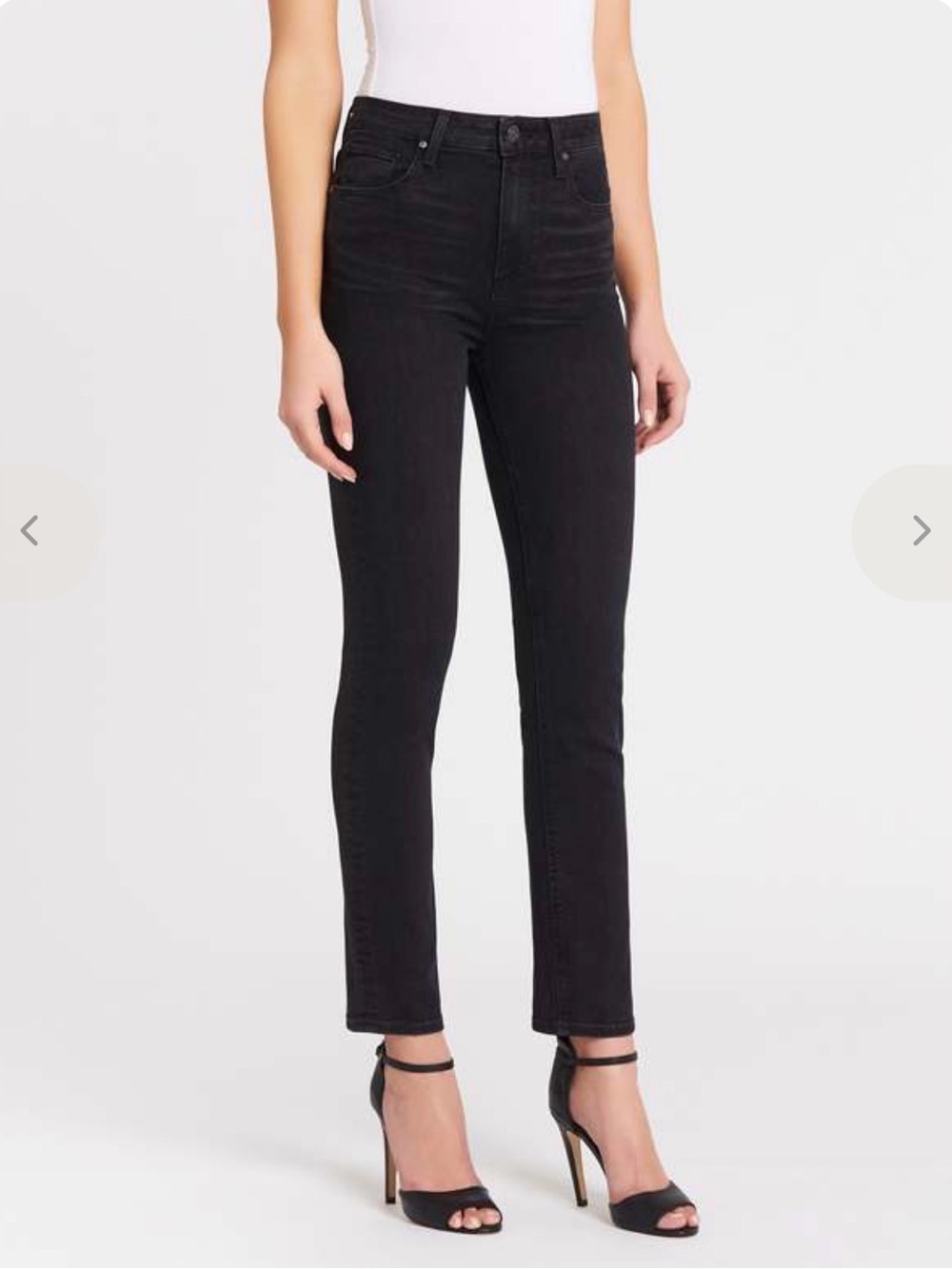 PAIGE Black Straight Leg Stretch Jeans